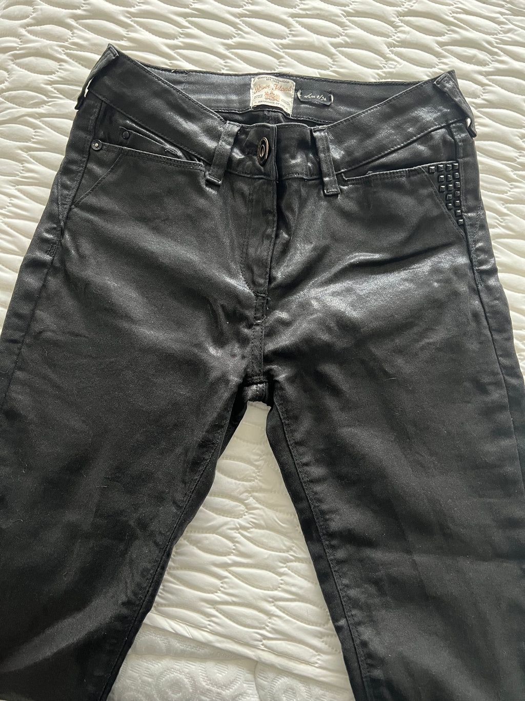 Black leather trousers