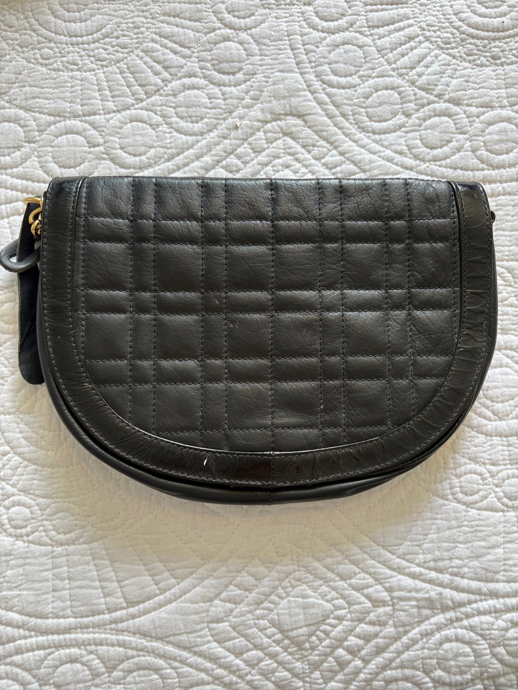 Real leather black clutch