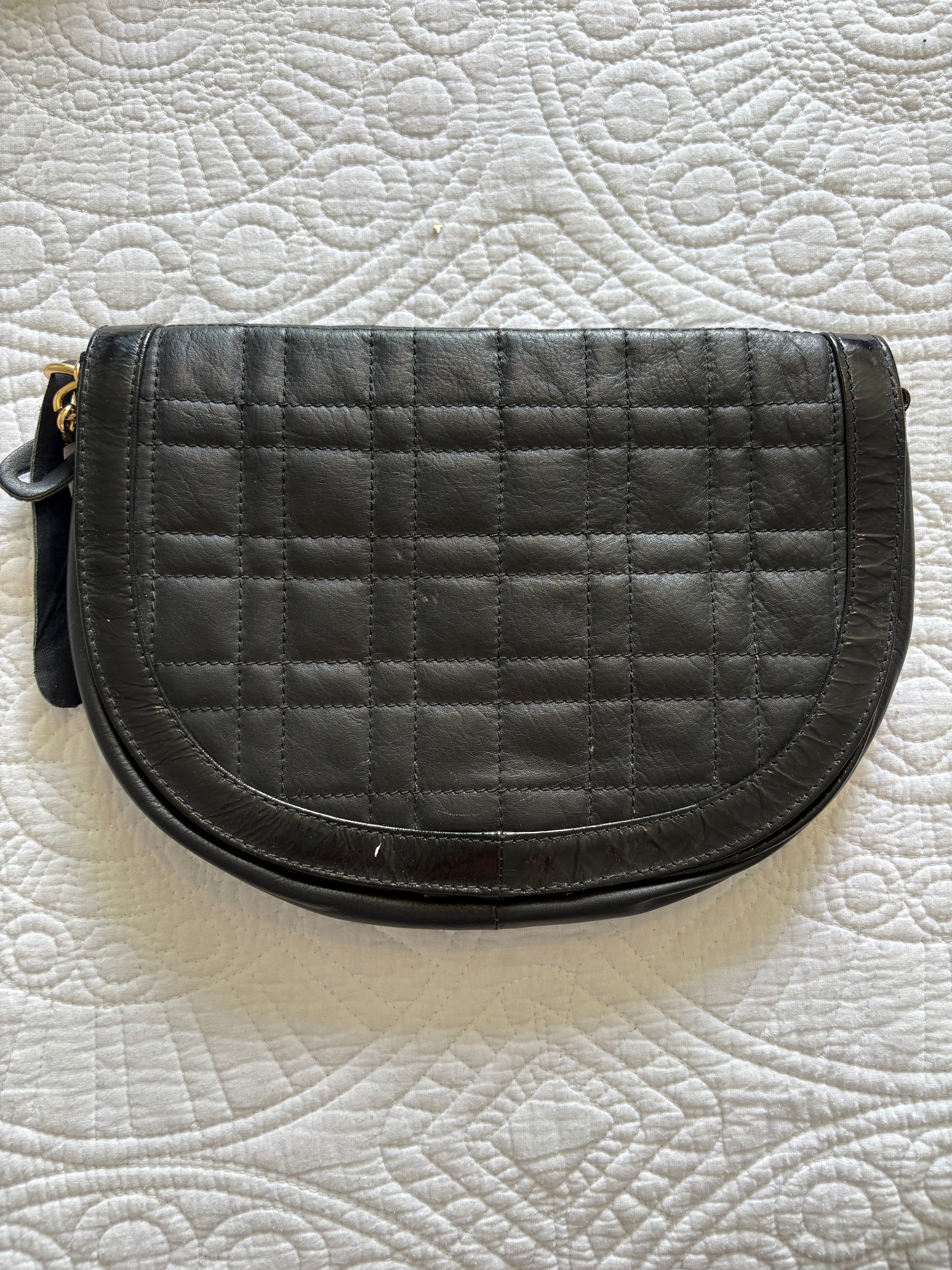 Real leather black clutch