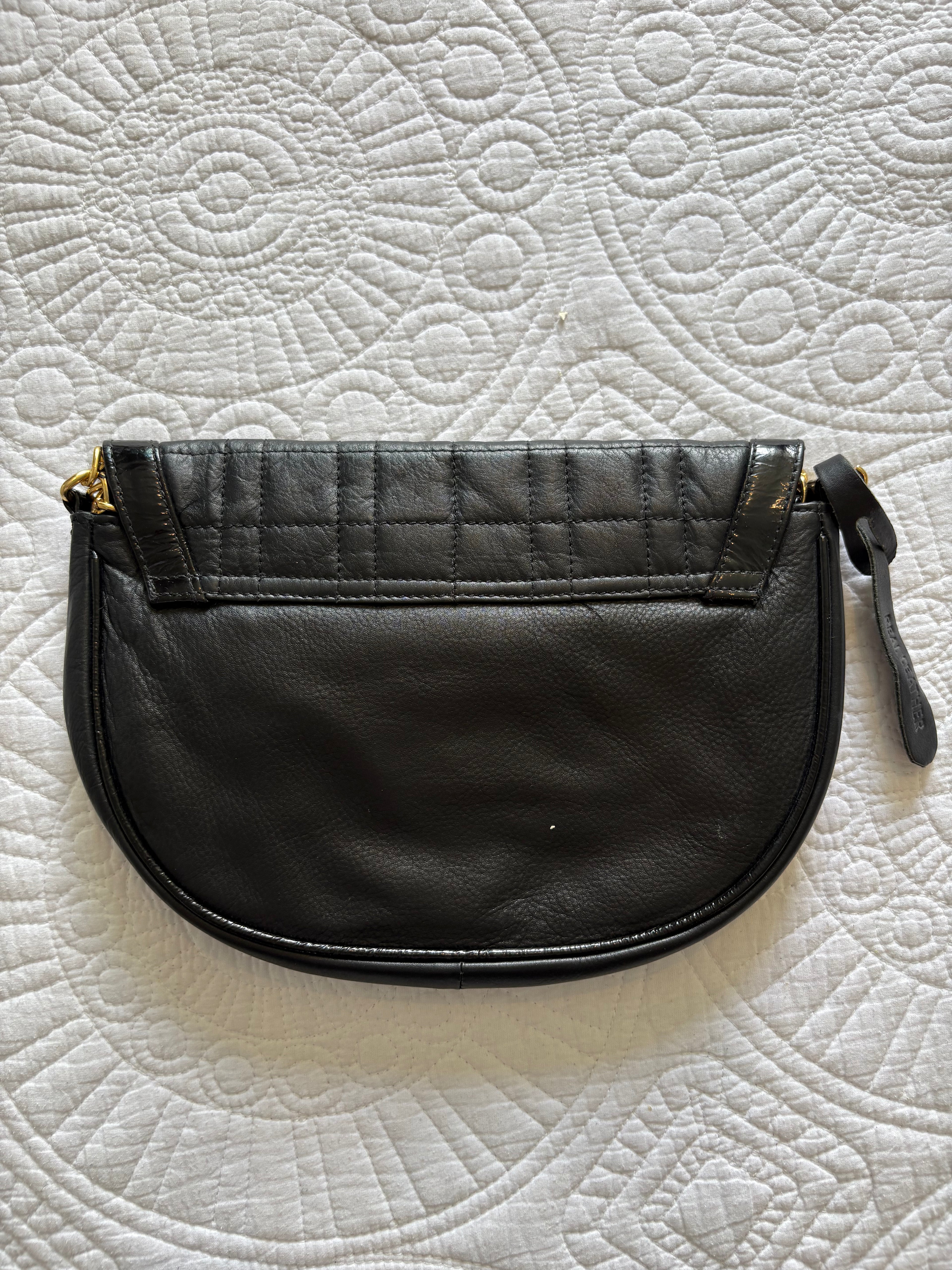 Real leather black clutch