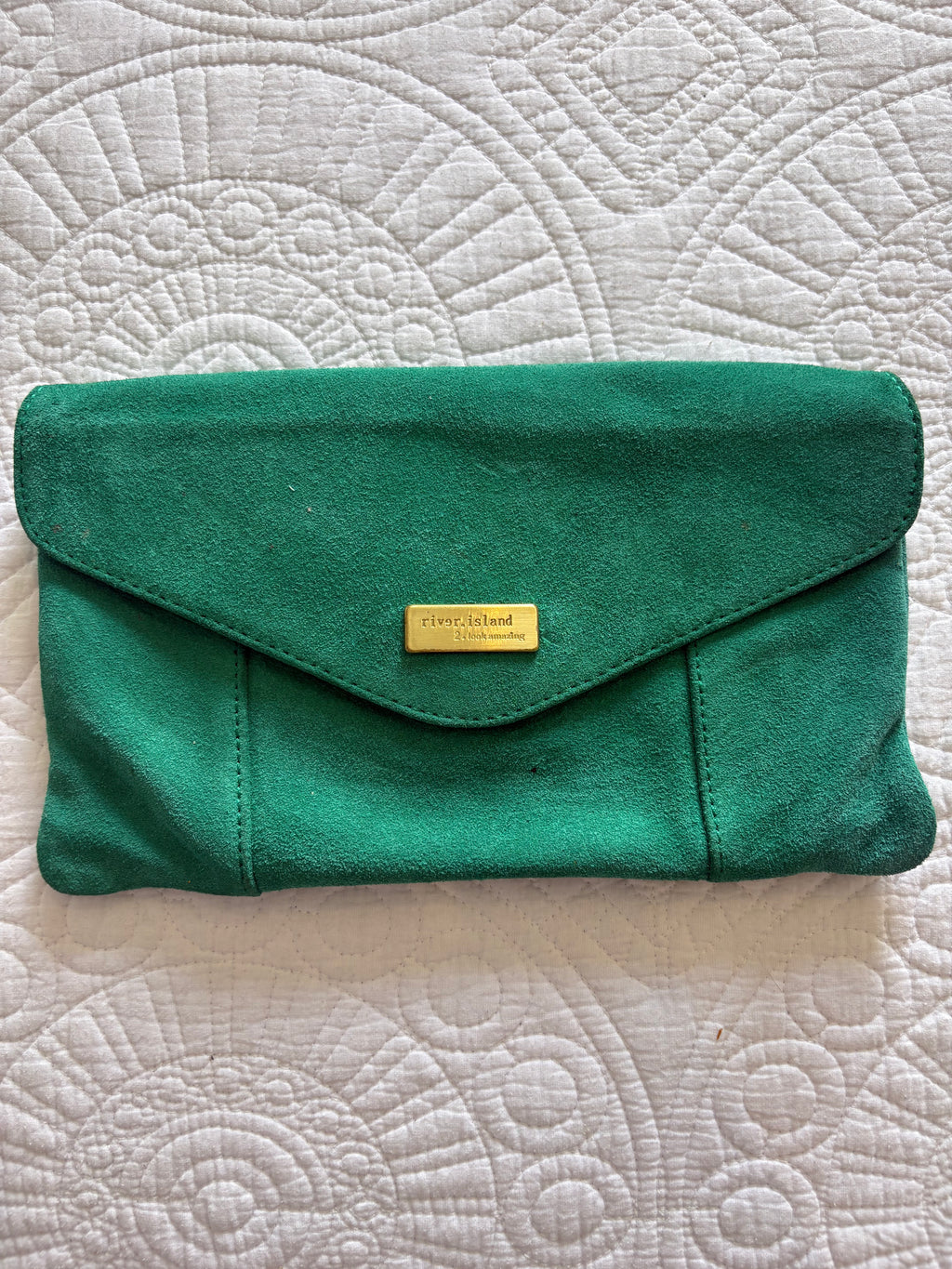 Green clutch / real leather