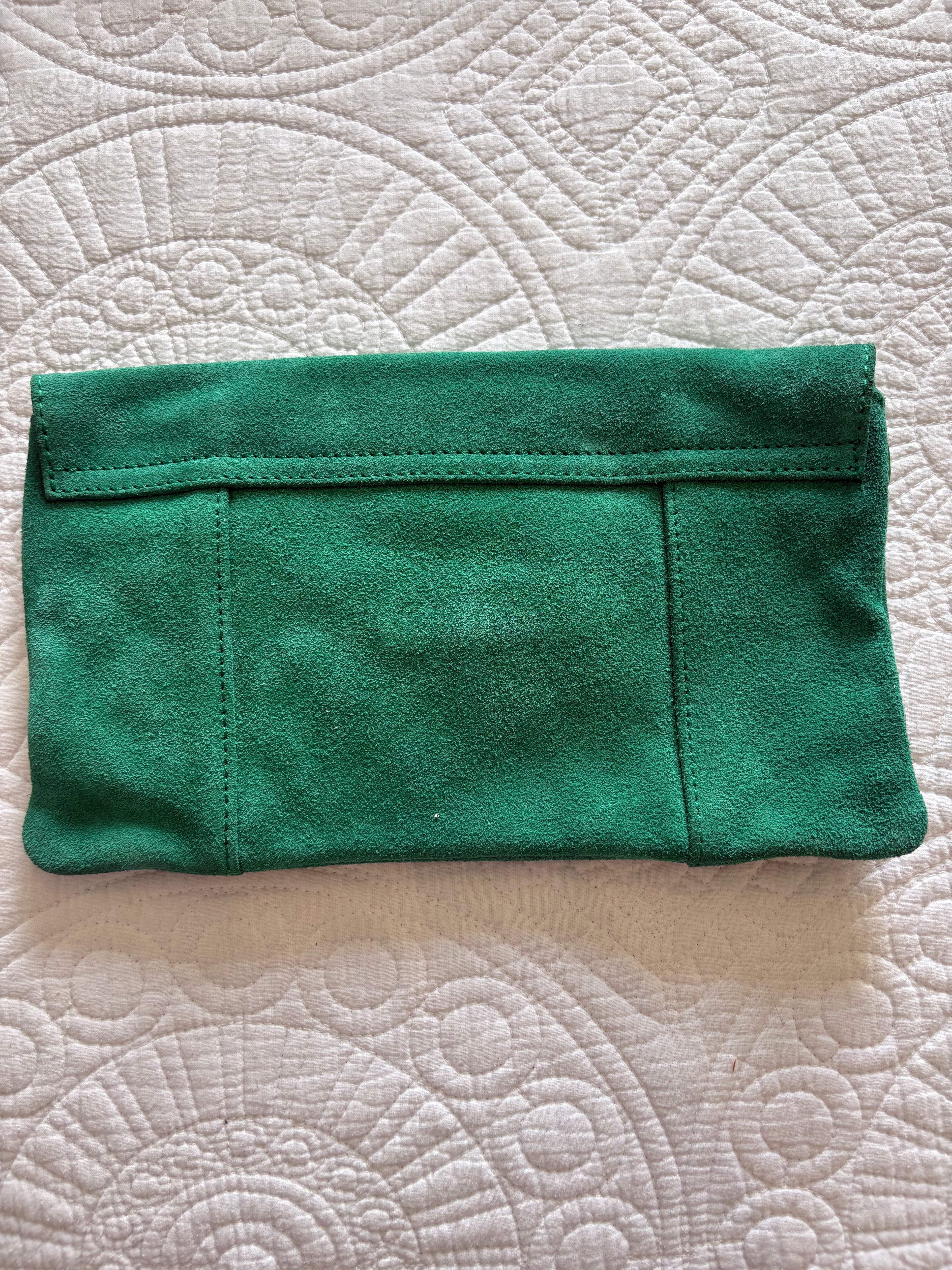 Green clutch / real leather