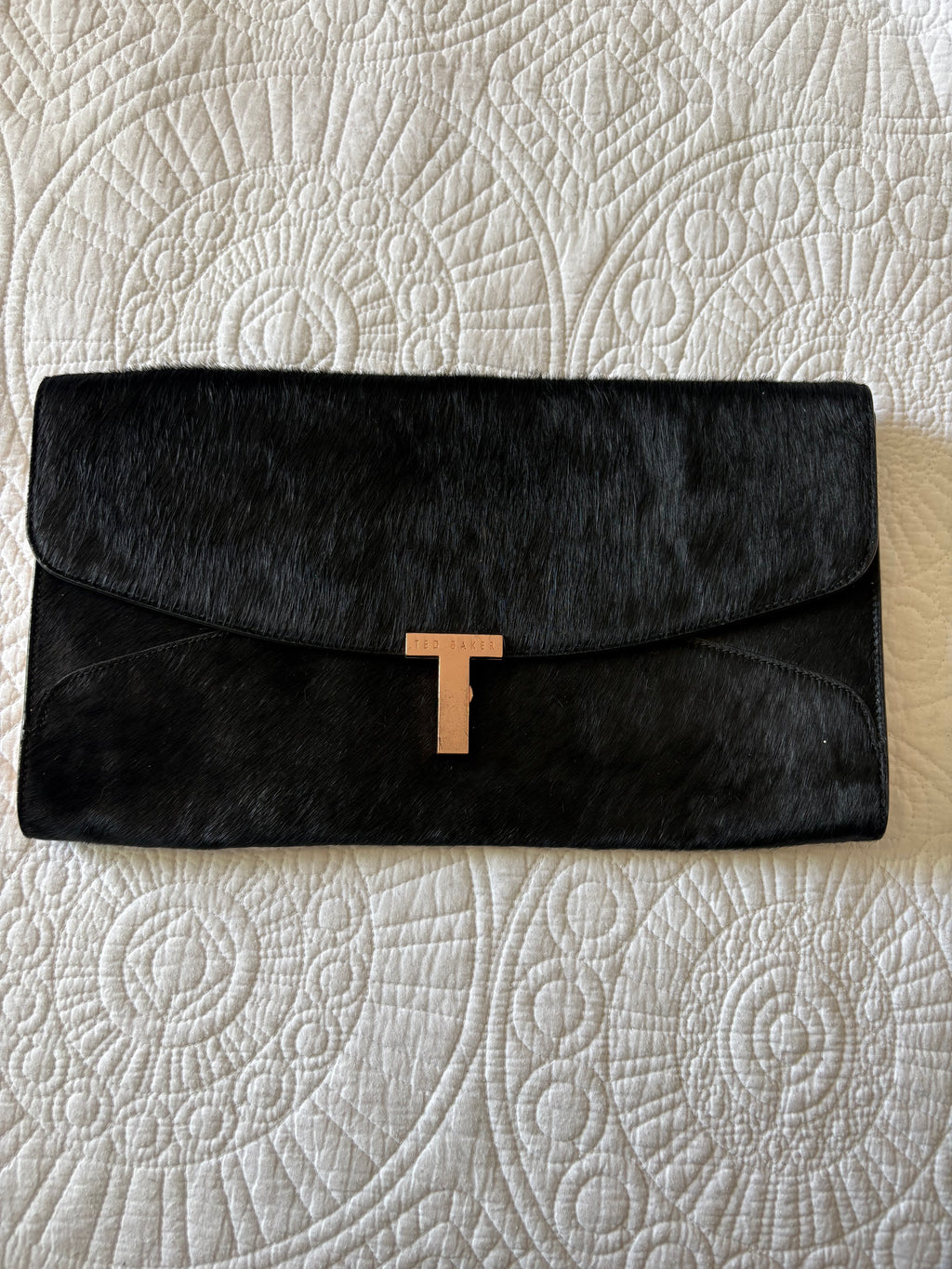 Ted Baker Black fluff clutch bag