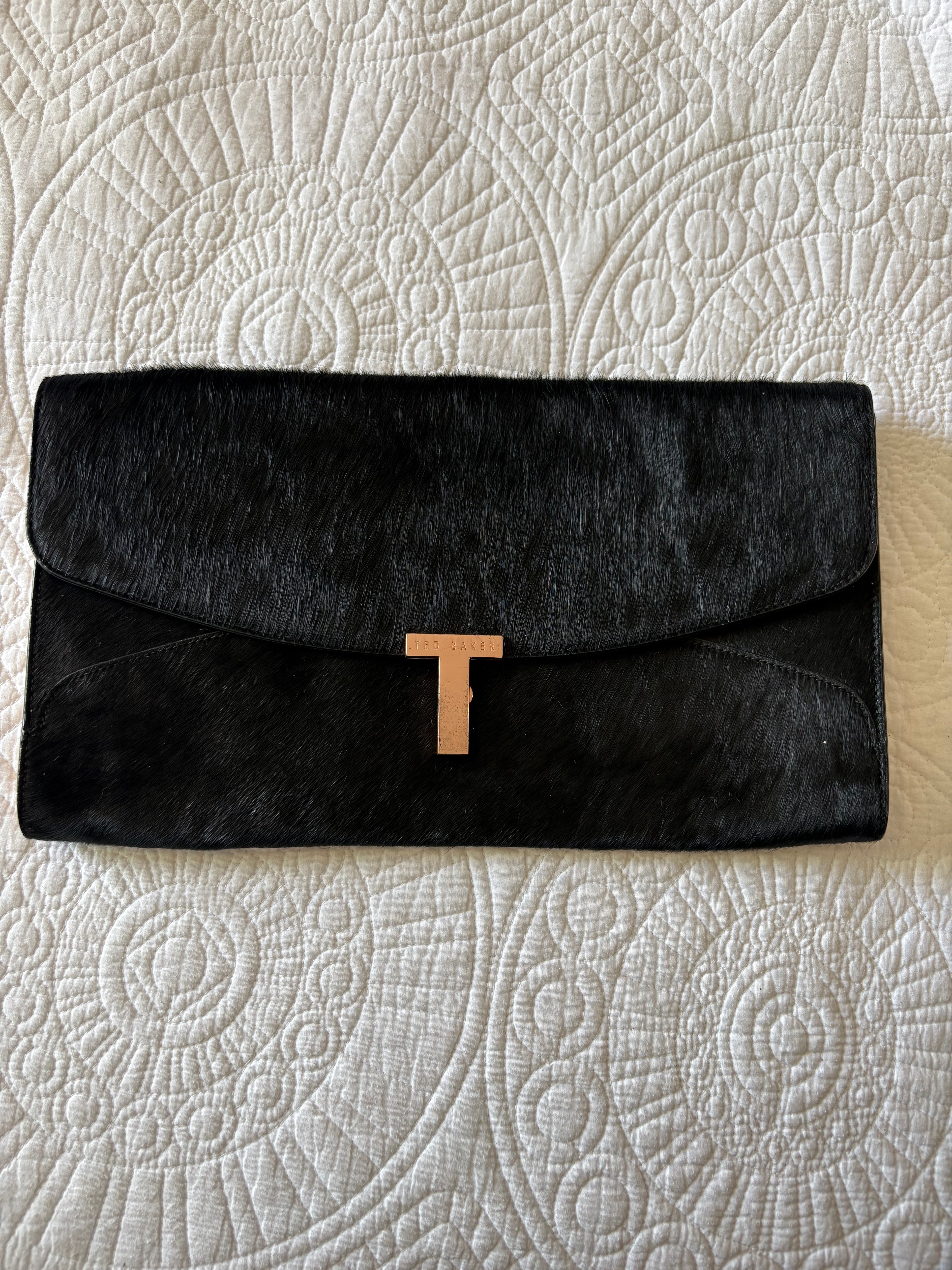 Ted Baker Black fluff clutch bag