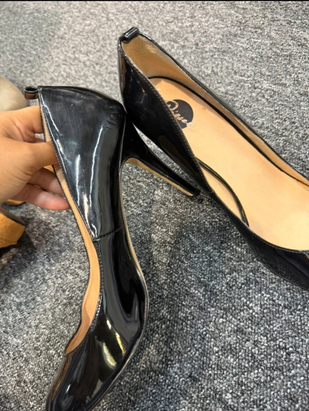 DIESEL Black Patent Leather High Heel Court Shoes