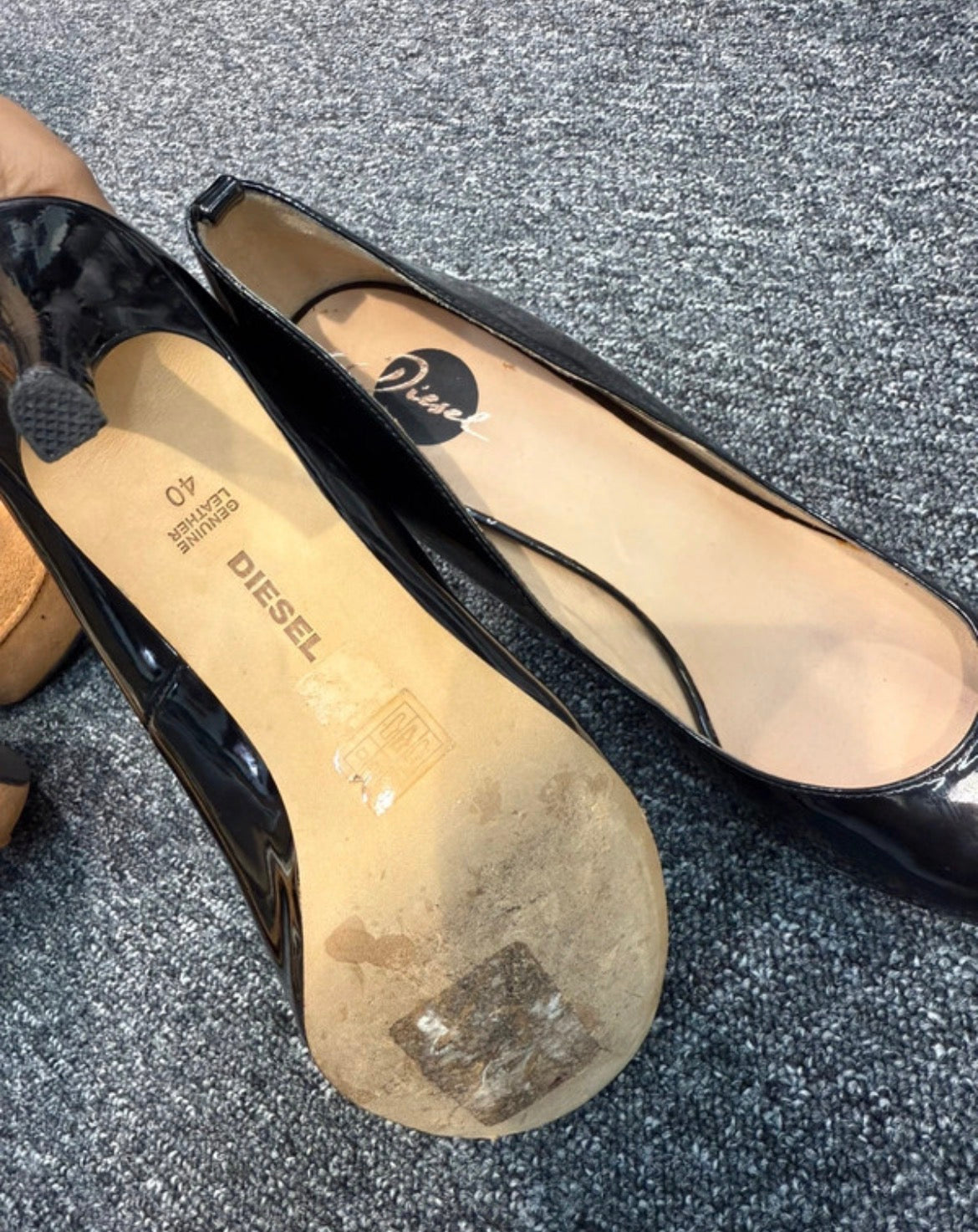 DIESEL Black Patent Leather High Heel Court Shoes