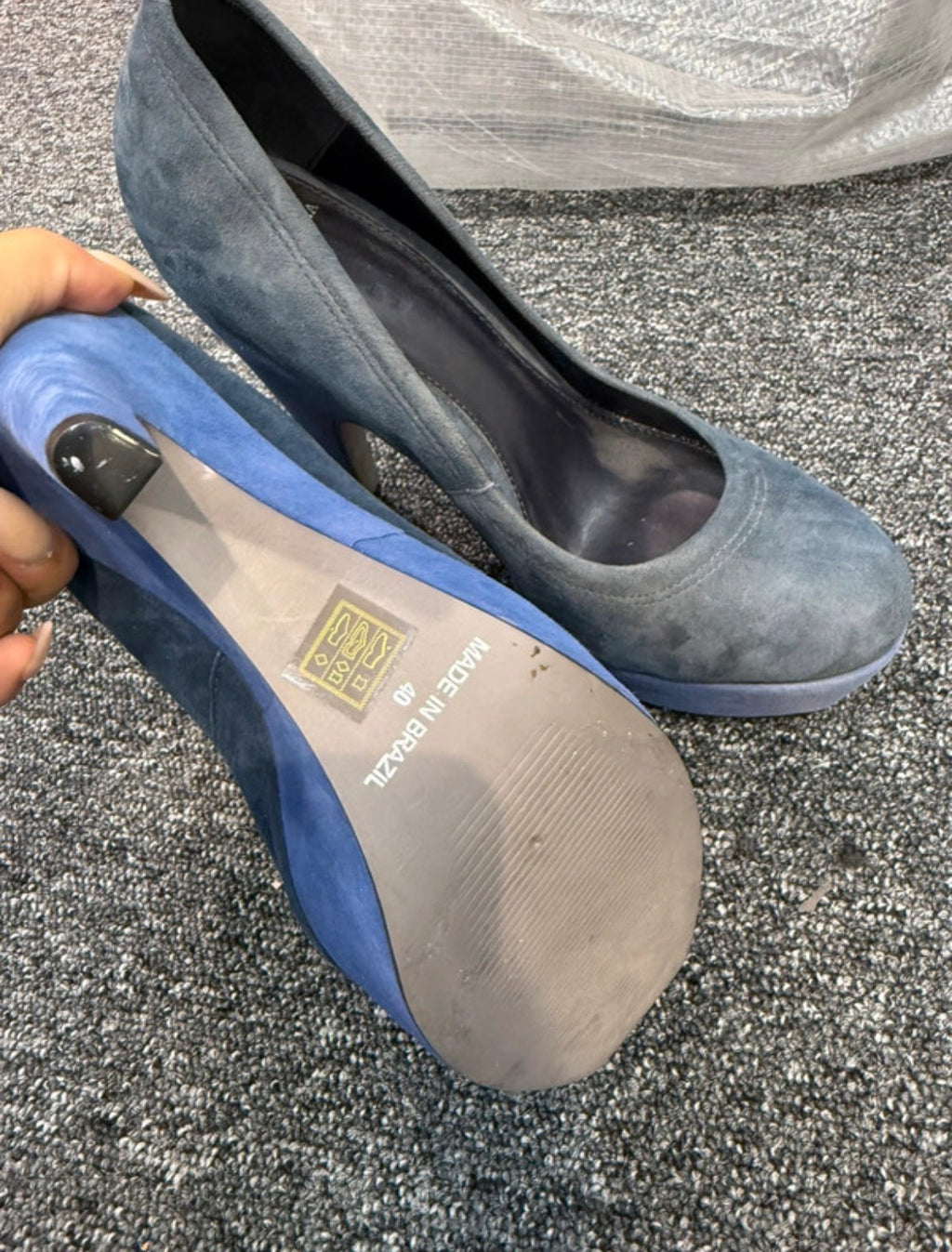 Carvela Two-Tone Blue / Grey Suede Platform High Heels