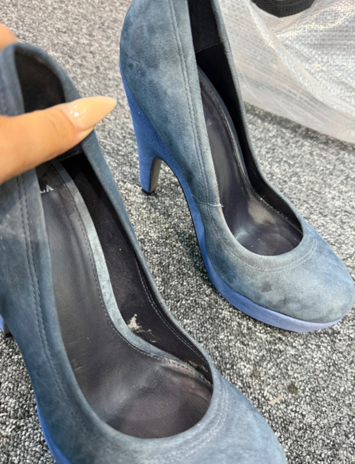 Carvela Two-Tone Blue / Grey Suede Platform High Heels