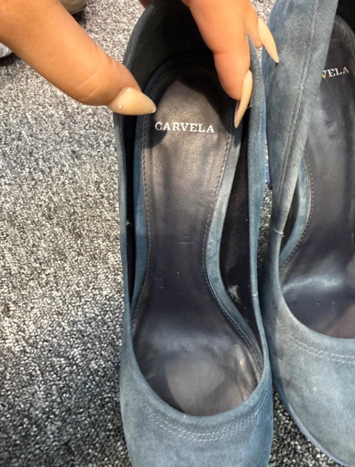 Carvela Two-Tone Blue / Grey Suede Platform High Heels