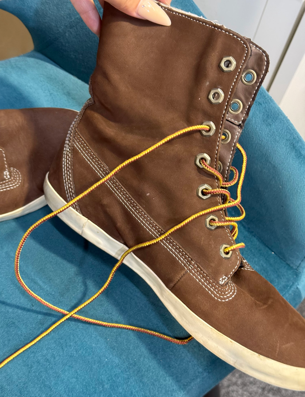 Brown Timberland boots / Roll top boot